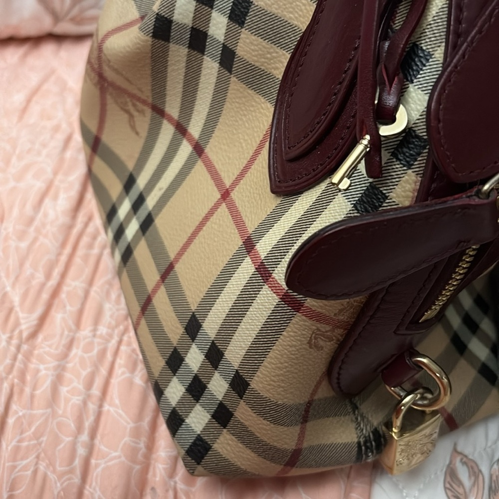 Burberry Cream and Brown Satchel with Signature Plaid- handbag - Picture 6 of 6